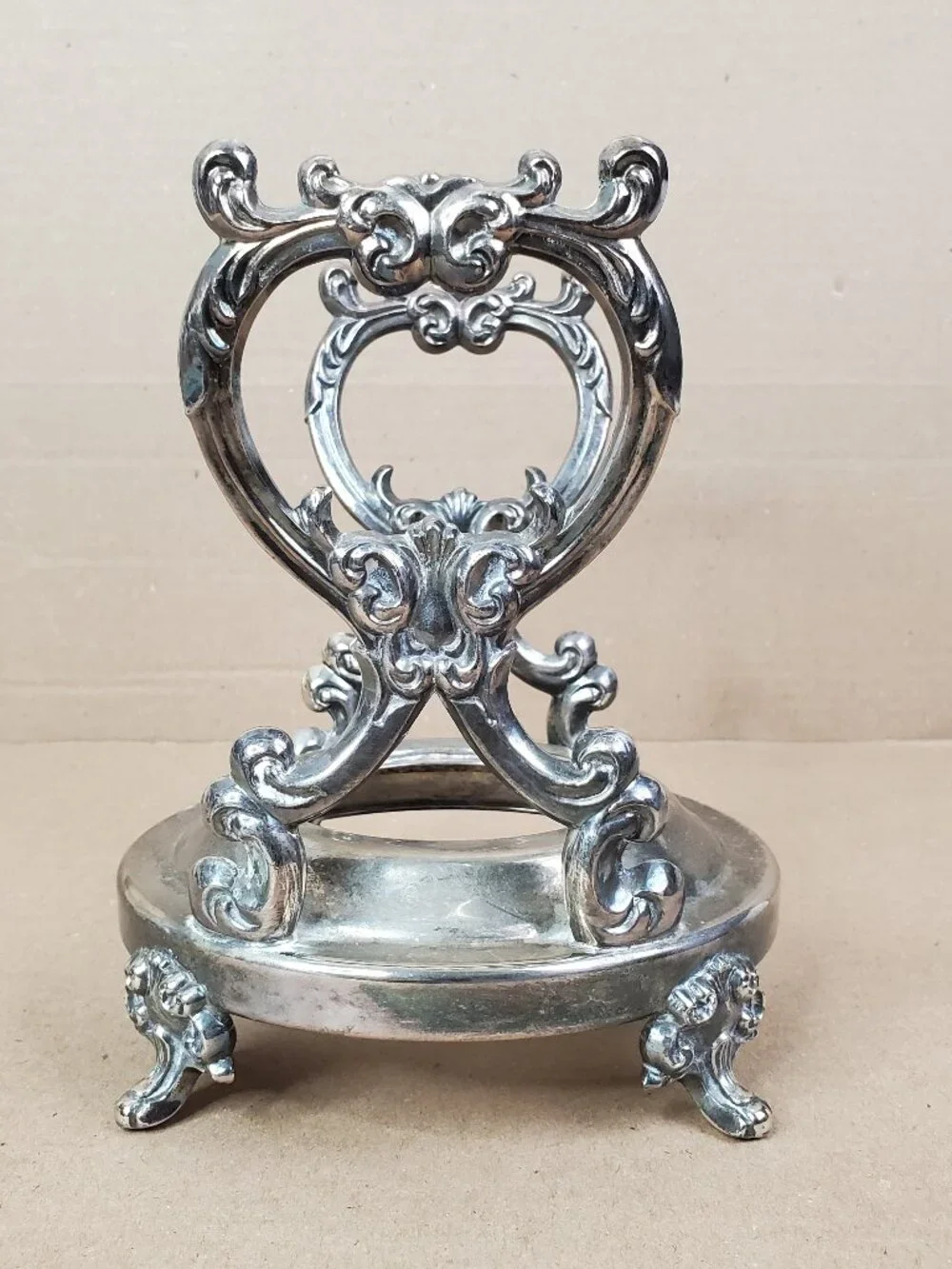 Vintage Silver-Plated Gravy Boat warmer Stand Unbranded Footed